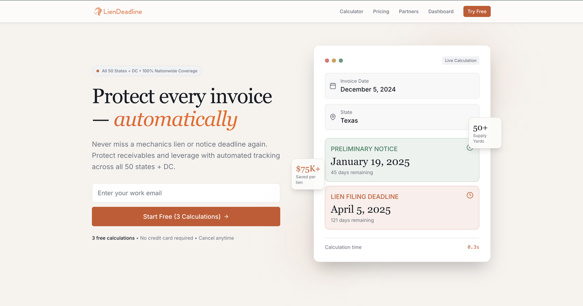 LienDeadline Review: Automated Mechanics Lien Deadline Tracking